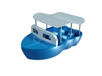 Cartoon Tourist Boat Low-poly 3D model