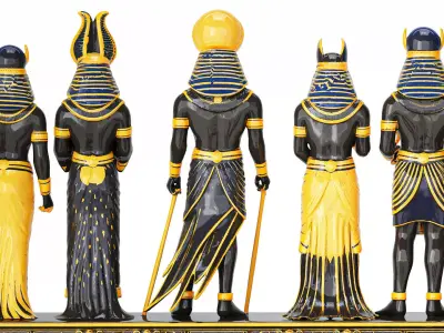 Figurine Egyptian gods ceramic porcelain decor new 3D model
