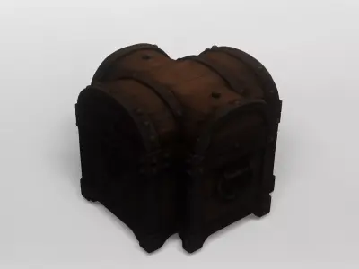 Vintage Ornate Wooden Treasure Chest 3D model