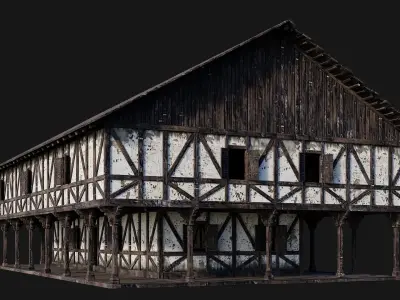 Old Medieval House Building 4K Textures GameReady 193 Low-poly 3D model