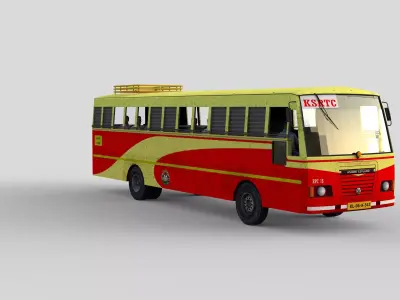 KSRTC Bus model Low-poly 3D model