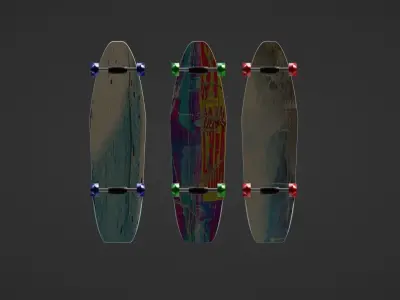 Skateboard three skateboards Low-poly 3D model