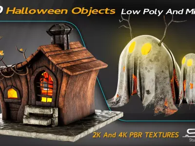 Halloween Bundle Low-poly 3D model