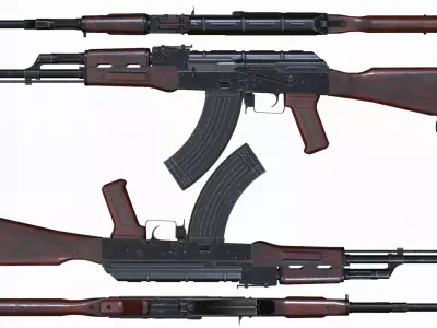 AKM - Kalashnikov Automatic Rifle Modernised Low-poly 3D model