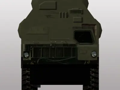 S-300 military vehicle with missiles Low-poly 3D model
