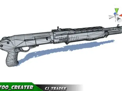 Space12 Shotgun Rigged  Low-poly 3D model Low-poly 3D model