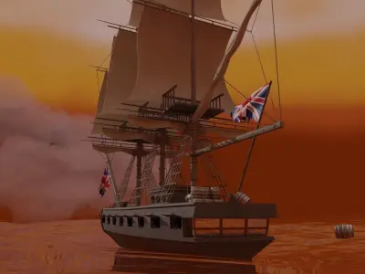 Victorian ship Low-poly 3D model