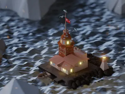 Maiden s Tower Low-poly 3D model