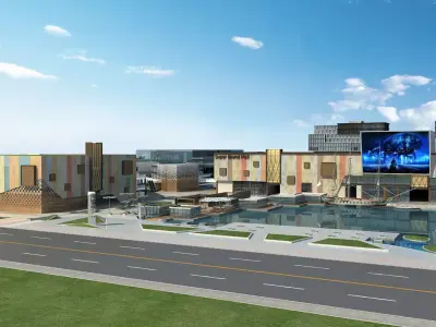 Architecture building in middle of street 3D model purchase