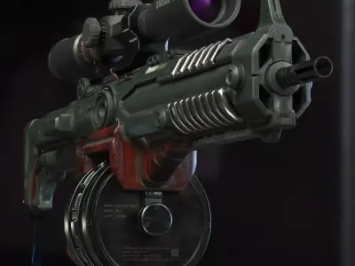 Concept Sci-Fi Heavy Assault Rifle Low-poly 3D Low-poly 3D model