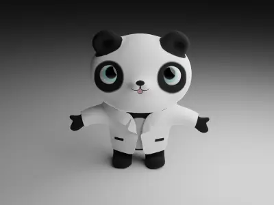 Cute 3d Panda Model Ready for Animation Low-poly 3D model