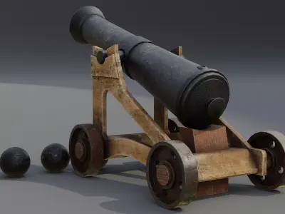 Cannon Low-poly 3D model 11