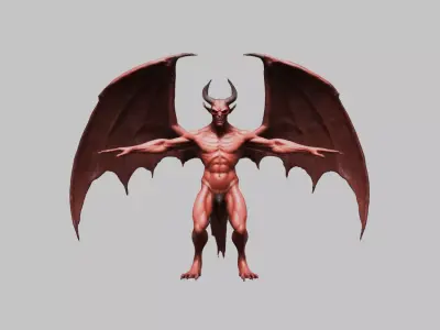 3D Model of Satan with Wings and Horns Low-poly 3D model