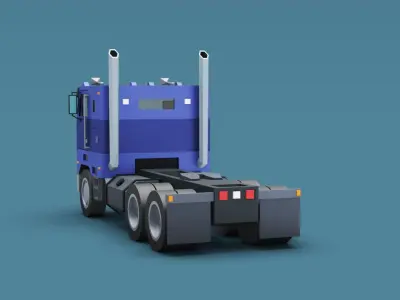 Cartoon Stylized American Semi Truck Low-poly 3D model