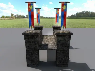 Medieval Stone Bridge - Modular Low-poly 3D model