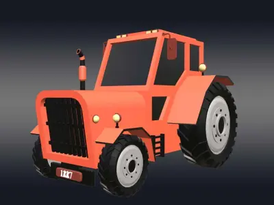 Low Poly Tractor  Low-poly 3D model