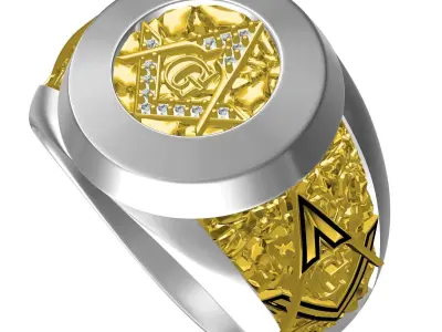Antique Alfa G Diamond Wedding Ring 3D print model
