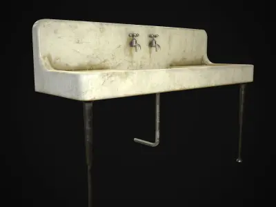 Antique Kitchen Sink Low-poly 3D model