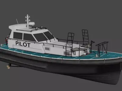 Work boat Pilot boat 1200 Low-poly 3D model