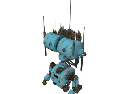 Vintage SciFi Robot with Antennas Low-poly 3D model