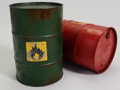Oil Rusty Barrel - Green and Red Low-poly 3D model