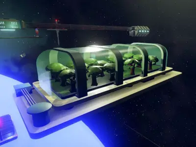 Retro Space Base Low-poly 3D model