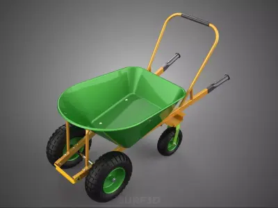 HEAVY DUTY TILTING FOUR CASTER WHEEL BARROW WHEELBARROW DUMPING 3D model