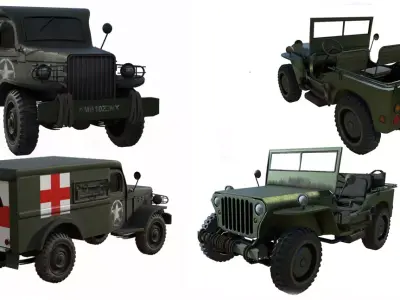 military vehicles Low-poly 3D model