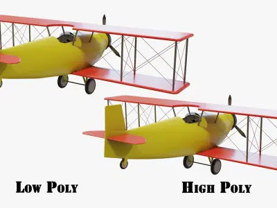 Simple Small Airplane many PBR Option Colors Low-poly 3D model