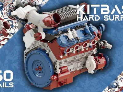 Hard Surface Sci-Fi Kitbash Bundle Mechanical Parts Low-poly 3D model
