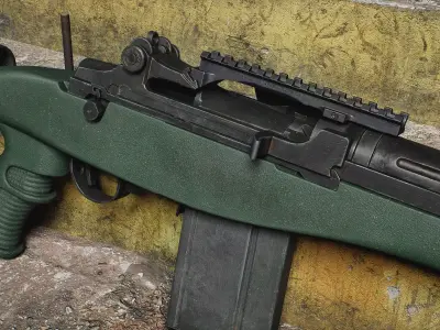 M14 DMR Rifle Low-poly 3D model