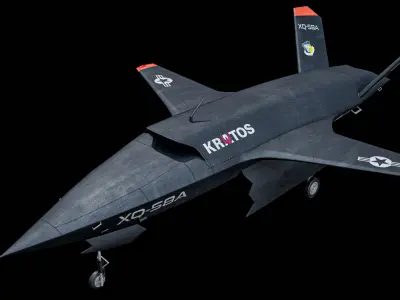Animated XQ-58 Valkyrie Kratos Military Drone PBR 3D model