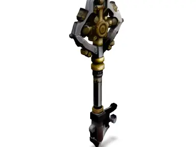 Ornate Steampunk Key 3D Model Low-poly 3D model