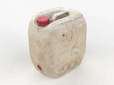 Plastic White Jerrycan 2 Red Cap Scan Low-poly 3D model