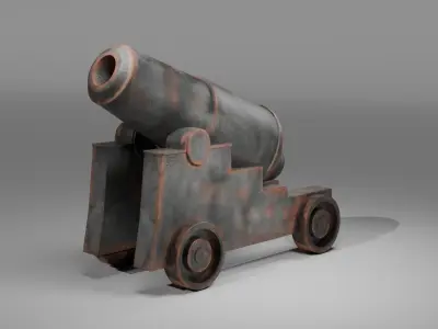 Gun cannon 3d free low poly Free low-poly 3D model