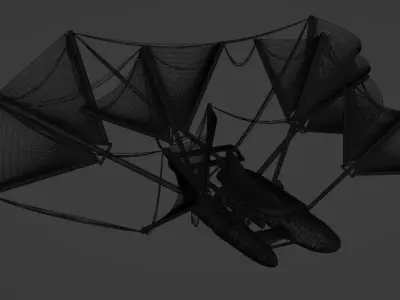 Pirateship futuristic spacecraft with multiple wings 3D model
