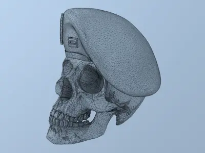 Peruvian Army Beret Skull printable and renderable 3D print model