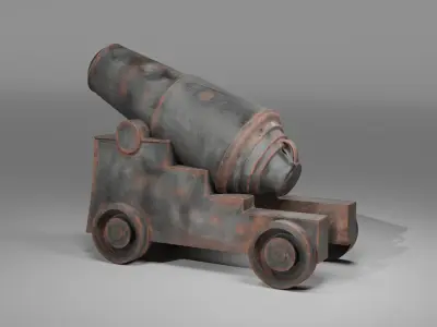 Gun cannon 3d free low poly Free low-poly 3D model