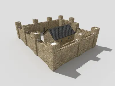low poly medieval castle Low-poly 3D model