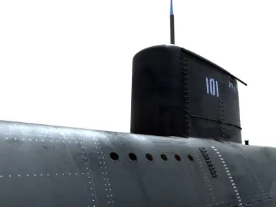 Preveze Class Submarine 209 Type 1400 Low-poly 3D model