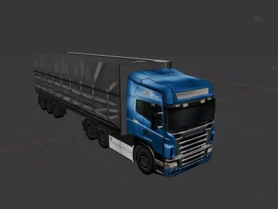 Realistic Heavy  semi  Truck European Cargo Truck 8x4  02 Low-poly 3D model