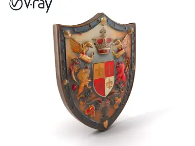 Medieval Decorative Shield with Coat of Arms model pack Low-poly 3D model