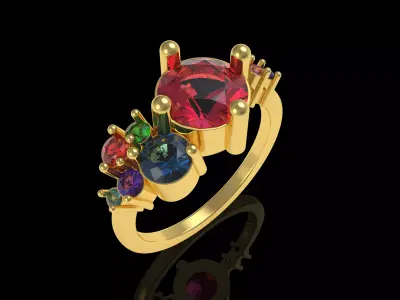 Multy Color Stone Ring 3D print model