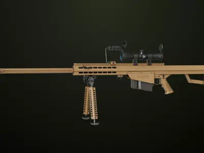 Sniper Rifle 02 Black and Sandal Single Map All PBR Unity UE Low-poly 3D model