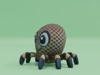 Plush Spider Toy Baby Cute Big Head Low-poly 3D model