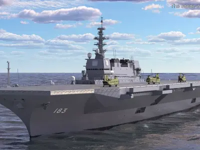 Izumo Class Helicopter Carrier with CH-47 Chinook 3D model