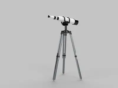 Telescope tripod with Low-poly 3D model