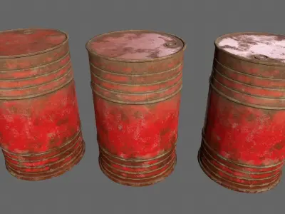 Barrel rusty oil barrels Low-poly 3D model