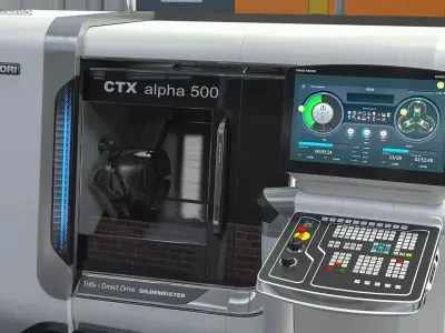 DMG Mori CTX Alpha 500 CNC Turning Center Rigged 3D model