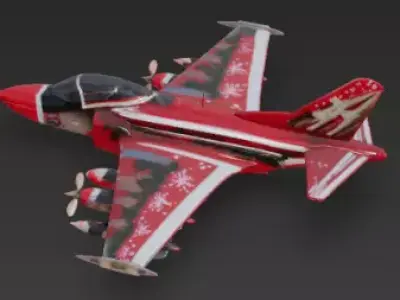 Christmas Twin Prop Jet 3D Model Festive Aircraft Low-poly 3D model